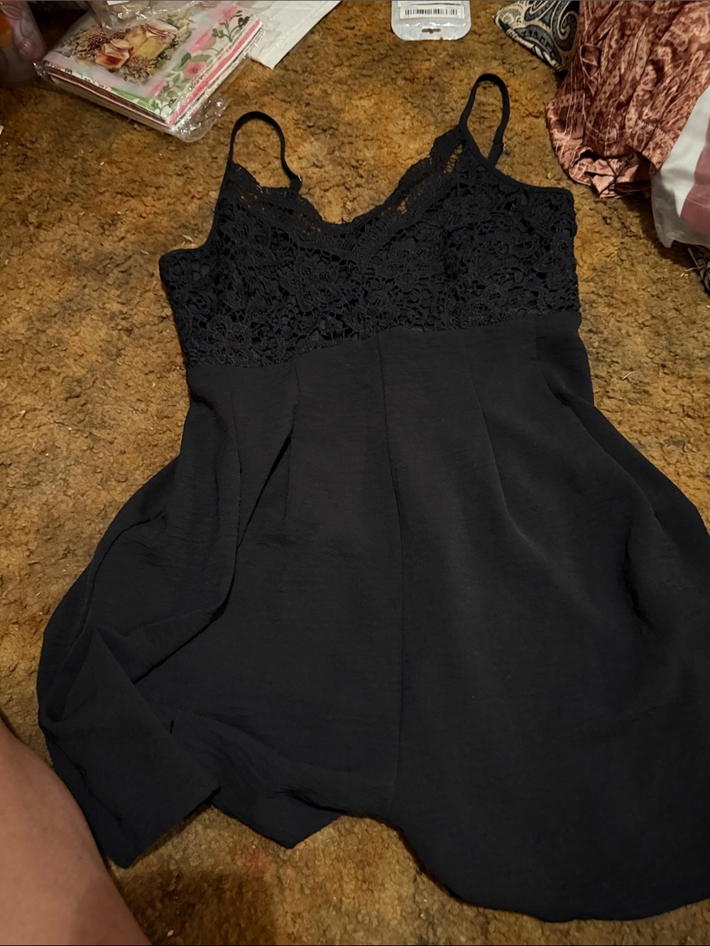 SHEIN Black Lace-Top Mini Dress